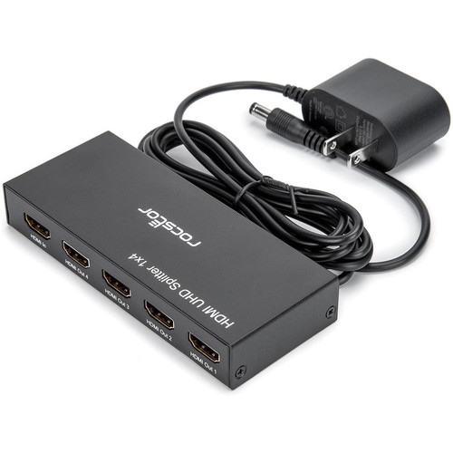 Rocstor Premium 4 Port HDMI Splitter - 4K / 60Hz - HDMI InHDMI Out - Aluminum (Y10C294-B1)