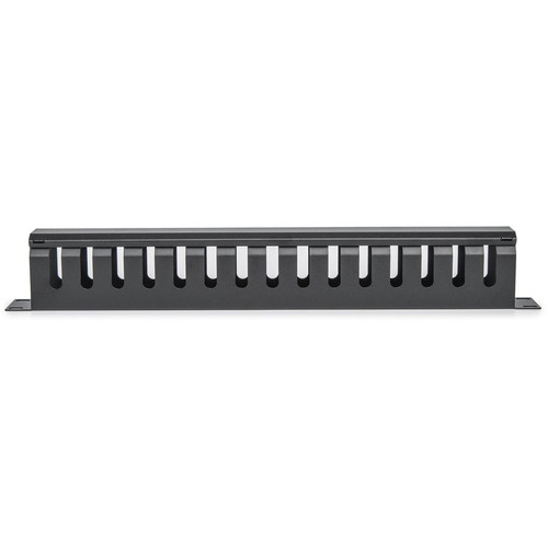 Rocstor Cable Routing - Horizontal Cable Manager - Black - 1U Rack Height x 19" Panel Width - Cold Rolled Steel (Y10E016-B1)