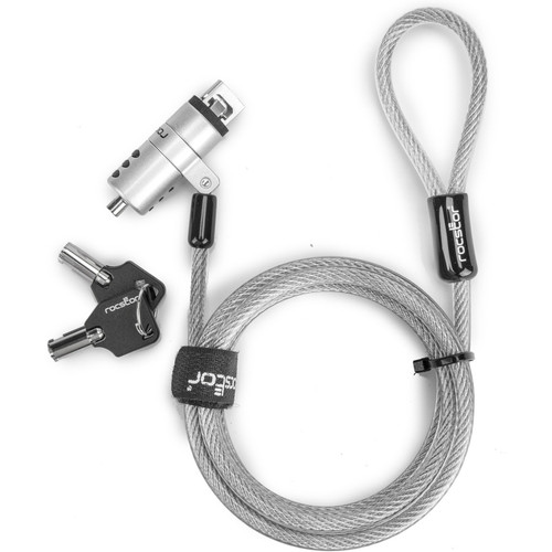 Rocstor Rocbolt USB Cable Lock - 6 ft (1.83 m) Cable - Portable - Combination Lock/Keyed Lock - Silver - Nickel, Zinc Alloy, Steel, - (Fleet Network)