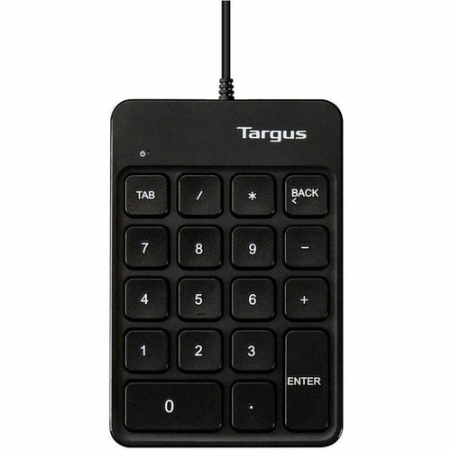 Targus&reg; Wired Numeric EcoSmart™ Keypad - Cable Connectivity - USB Type C, USB Type A Interface - 18 Key(s) - Windows, macOS, (AKP13GL)