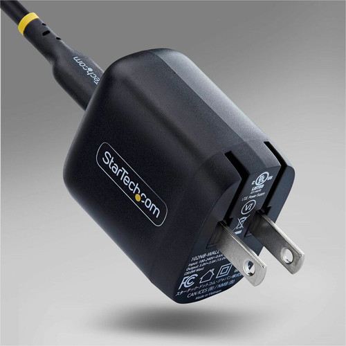 StarTech 20W USB-C Wall Charger, Portable Charger with USB Power Delivery Fast Charging, 5V/9V PD, USB-C Charger, Black - Deliver up / (102NB-WALL-CHARGER)