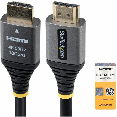 StarTech 12ft (3.6m) Premium Certified High Speed HDMI Cable, 4K 60Hz/1440p 144Hz, High-Flex HDMI 2.0 Cable with HDR10/ARC, 18Gbps - (Fleet Network)
