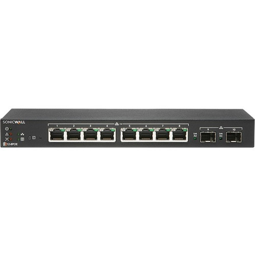 SonicWall SWITCH SWS12-8POE WITH WIRELESS NETWORK MANAGEMENT ESSENTIAL AND SUPPORT 3YR - 8 Ports - Manageable - Gigabit Ethernet - - 2 (Fleet Network)