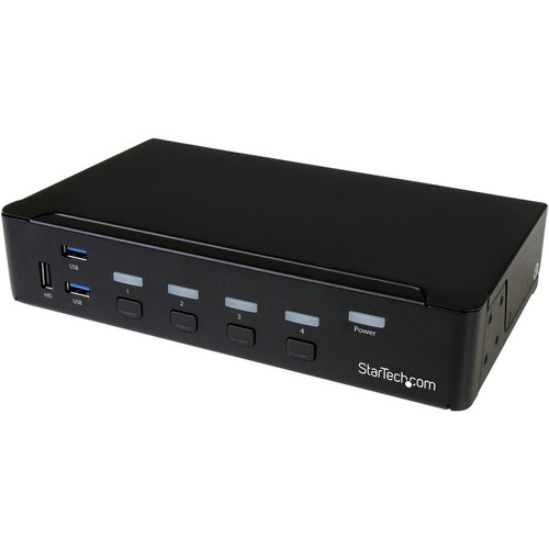 StarTech.com 4 Port DisplayPort KVM Switch - DP KVM Switch with Audio and Built-in USB 3.0 Hub for Peripherals - 4K 30Hz (SV431DPU3A2) (Fleet Network)