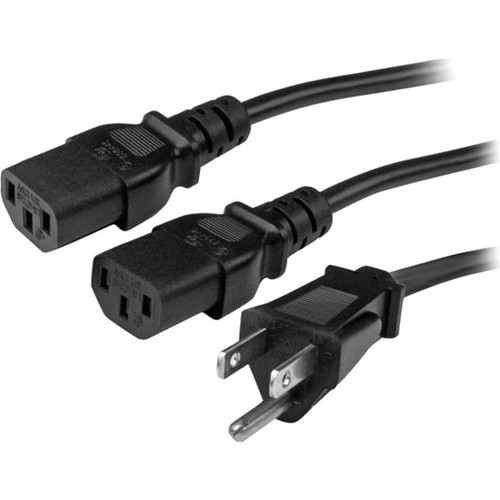 StarTech.com 10 ft Computer Power Cord - NEMA 5-15P to 2x C13 - C13 Y-Cable - Power Cord Y Splitter Cable - Power 2 monitors at once - (Fleet Network)