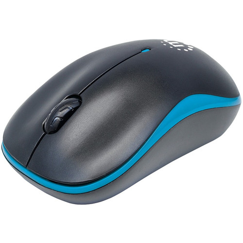 Manhattan Success Wireless Optical Mouse - Optical - Wireless - Radio Frequency - Blue, Black - USB - 1000 dpi - Scroll Wheel - 3 (Fleet Network)