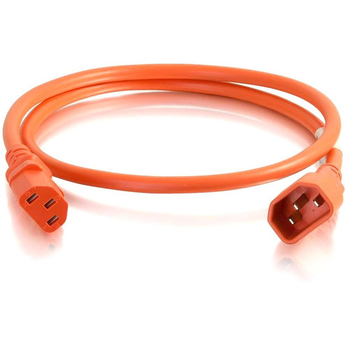 C2G 5ft 14AWG Power Cord (IEC320C14 to IEC320C13) - Orange - For PDU, Switch, Server - 250 V AC Voltage Rating - 15 A Current Rating - (Fleet Network)