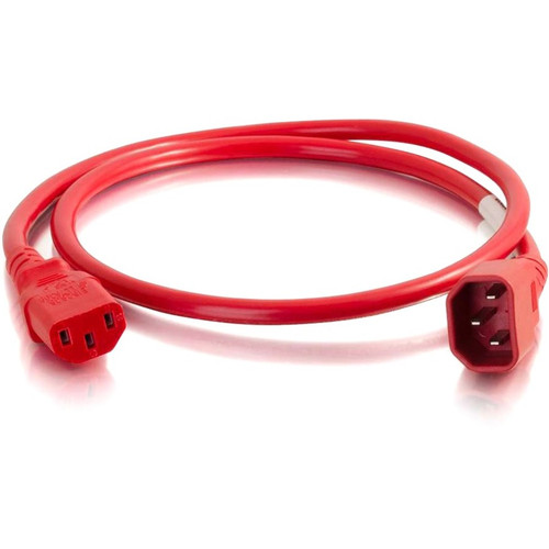 C2G 3ft 14AWG Power Cord (IEC320C14 to IEC320C13) -Red - 250 V AC / 15 A - Red (Fleet Network)