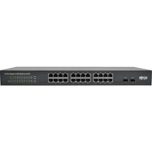 Tripp Lite NG24 Ethernet Switch - 24 Ports - 2 Layer Supported - Modular - Twisted Pair, Optical Fiber - 1U High - Desktop, - 5 Year (Fleet Network)