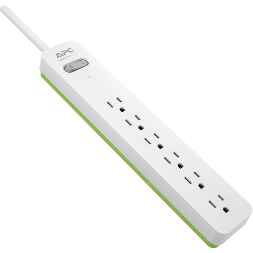 APC by Schneider Electric Essential SurgeArrest PE66W, 6 Outlets, 6 Foot Cord, 120V, White - 6 x NEMA L5-15R, NEMA 5-15P - 1080 J - V (Fleet Network)