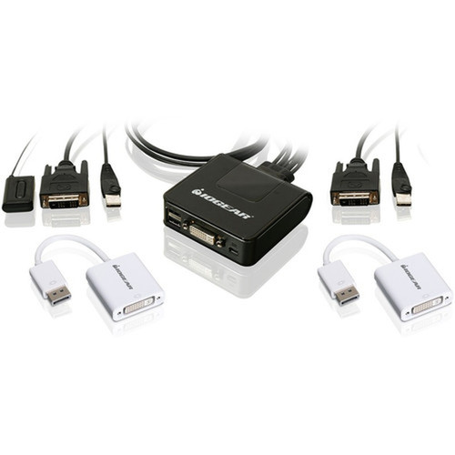 IOGEAR_2-Port_USB_DVI_Cable_KVM_with_DisplayPort_Adapters_Bundle_-_2_Computers_-_1_Local_Users_-_1920_x_1200_-_2_x_USB_-_1_x_DVI_GCS922DPKIT
