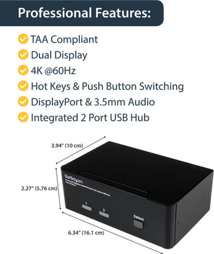 StarTechcom_2-Port_DisplayPort_KVM_Switch_-_Dual-Monitor_-_4K_60_-_with_Audio__USB_Peripheral_Support_-_DP_12_-_USB_Hub_-_Access_a_SV231DPDDUA2