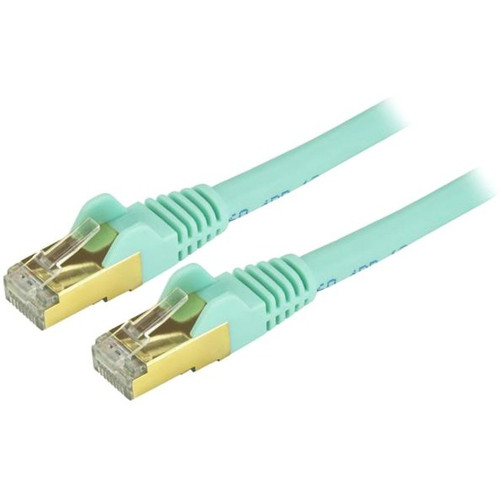 StarTech.com 3ft Aqua Cat6a Shielded Patch Cable - Cat6a Ethernet Cable - 3 ft Cat 6a STP Cable - Snagless RJ45 Ethernet Cord - 3 ft - (Fleet Network)