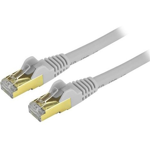 StarTech.com 6in Gray Cat6a Shielded Patch Cable - Cat6a Ethernet Cable - 6 inch Cat 6a STP Cable - Short Ethernet Cord - 6" Category (Fleet Network)