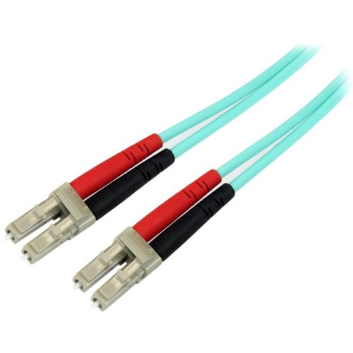 StarTech.com Aqua OM4 Duplex Multimode Fiber - 1m / 3 ft - 100 Gb - 50/125 - OM4 Fiber - LC to LC Fiber Patch Cable - 3.3 ft Fiber for (Fleet Network)