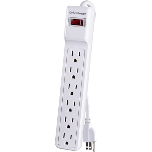 CyberPower_Essential_CSB606W_6-Outlet_Surge_SuppressorProtector_-_6_x_NEMA_5-15R_-_900_J_-_120_V_AC_Input_CSB606W