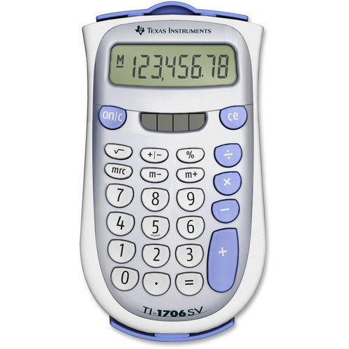 Texas Instruments TI1706 SuperView Handheld Calculator - Dual Power, Sign Change, 3-Key Memory, Large Display, Slide-on Hard Case, - - (Fleet Network)