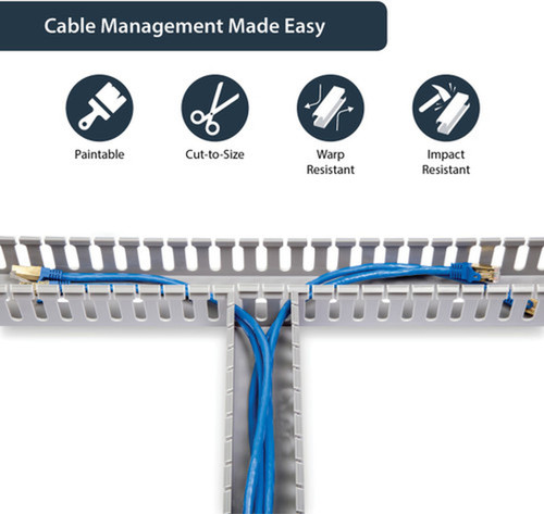 StarTechcom Server Rack Cable Management - 2x2in - Open Slot Network  Data Cable Raceway - Finger Duct Cable Management w Cover - AD2X2