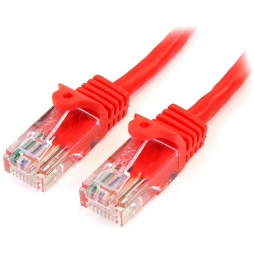 StarTech.com 2 ft Red Snagless Cat5e UTP Patch Cable - Category 5e - 2 ft - 1 x RJ-45 Male - 1 x RJ-45 Male - Red (Fleet Network)