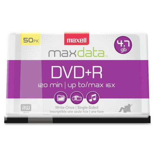 Maxell DVD Recordable Media - DVDR - 16x - 470 GB - 50 Pack Spindle - 120mm - 2 Hour Maximum Recording Time 639013