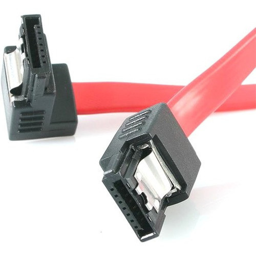 StarTechcom 12in Latching SATA to Right Angle SATA Serial ATA Cable - Male SATA - Male SATA - 12 - Red LSATA12RA1