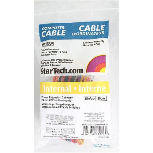 StarTechcom Power extension cable - 24 pin ATX M - 24 pin ATX F - 20 cm - 8 ATX24POWEXT