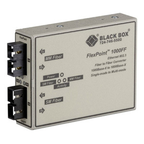 Black Box FlexPoint Fiber-to-Fiber Mode Transceiver - 2 x SC Ports - 1000Base-X - Rack-mountable, Wall Mountable (Fleet Network)
