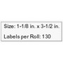 Seiko Address Label - 3 12 Width x 1 18 Length - Rectangle - White - 130  Roll - 100  Box SLP-1RL