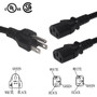 1ft NEMA 5-15P to 2x IEC C13 Power Splitter Cable - 16AWG SJT (FN-PW-205B-01)