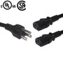 1ft NEMA 5-15P to 2x IEC C13 Power Splitter Cable - 16AWG SJT (FN-PW-205B-01)