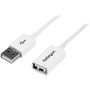 StarTech.com 2m White USB 2.0 Extension Cable A to A - M/F - 6.6 ft USB Data Transfer Cable - First End: 1 x Type A Male USB - Second (Fleet Network)