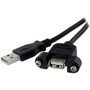 StarTech.com 2 ft Panel Mount USB Cable A to A - F/M - 2 ft USB Data Transfer Cable for PC - First End: 1 x Type A Male USB - Second 1 (Fleet Network)