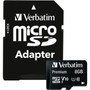 Verbatim 8GB Premium microSDHC Memory Card with Adapter UHS-I V10 U1 Class 10 - 30 MBs Read - 10 MBs Write - Lifetime Warranty 44081