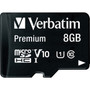 Verbatim 8GB Premium microSDHC Memory Card with Adapter UHS-I V10 U1 Class 10 - 30 MBs Read - 10 MBs Write - Lifetime Warranty 44081