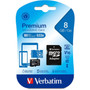 Verbatim 8GB Premium microSDHC Memory Card with Adapter UHS-I V10 U1 Class 10 - 30 MBs Read - 10 MBs Write - Lifetime Warranty 44081