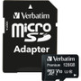 Verbatim 128GB Premium microSDXC Memory Card with Adapter, UHS-I Class 10 - 45 MB/s Read - Lifetime Warranty (Fleet Network)