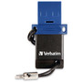 Verbatim USB-C Store 'n' Go Dual USB Flash Drive - 64 GB - USB Type C, USB 3.0 - Blue - Lifetime Warranty - TAA Compliant (99155)
