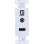 C2G Decorative HDMI Wall Plate with USB and 3.5mm White - White - Polyvinyl Chloride (PVC) - 1 x HDMI Port(s) - 1 x Mini-phone Port(s) (39873)