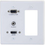 C2G Decorative Dual Gang VGA, 3.5mm Audio and HDMI Wall Plate White - 2-gang - White - Aluminum, Polyvinyl Chloride (PVC) - 1 x HDMI - (39877)