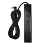 6 Outlet Power Strip - 10ft Cord Down Angle Plug Metal Housing - Black FN-PB-021-BK