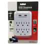 6 Outlet Power Tap - 1200J Surge protection, 2 Fast Charge USB Port - White (FN-PB-138-WH)