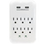 6 Outlet Power Tap - 1200J Surge protection, 2 Fast Charge USB Port - White (FN-PB-138-WH)