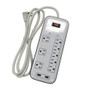8 Outlet Surge Protector - 2400J, 6ft Cord, Down Angle Plug, 2 USB Charging Ports - White (FN-PB-510-WH)