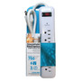 6 outlet Surge Protector  - 750J, 3ft Cord - White (FN-PB-161-WH)