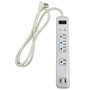 4 Outlet Surge Protector - 1200J, 4ft Cord, Down Angle Plug, 2 USB Charging Ports - White (FN-PB-501-WH)
