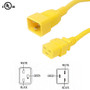 10ft IEC C19 to IEC C20 Power Cable - 12AWG SJT - Yellow (FN-PW-125-10YL)