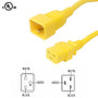 12ft IEC C19 to IEC C20 Power Cable - 12AWG SJT - Yellow (FN-PW-125-12YL)