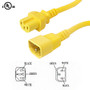 8ft IEC C15 to IEC C14 Power Cable - 14AWG SJT - Yellow (FN-PW-101C-08YL)