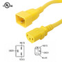 12ft IEC C13 to IEC C20 Power Cable 14AWG SJT (250V 15A) - Yellow (FN-PW-124-12YL)