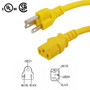 1ft 5-15P to C13 Power Cable 14AWG SJT (15A 125V) Yellow (FN-PW-105C-01YL)